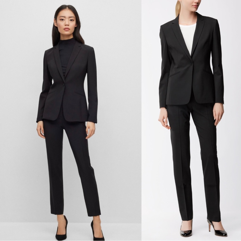 ✨SALE✨BOSS REGULAR-FIT JACKET IN STRETCH WOOL W/ CURVED LAPELS (Jabina)